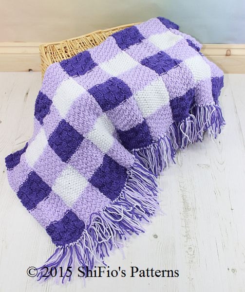KNITTING PATTERN for Gingham Baby Pram Blankets Afghan PDF Etsy