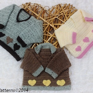 CROCHET PATTERN For  V Neck Jumpers / Pullovers in 3 sizes PDF 273 Digital Download