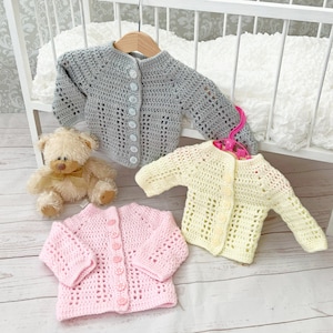 Crochet Pattern for Baby Cardigan - cardigan crochet pattern - baby cardigan -3 sizes  USA & UK terms - PDF -CP499