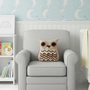 KNITTING PATTERN for Owl Cushion Cover - Knitted Owl Pillow Cover - Owl ...