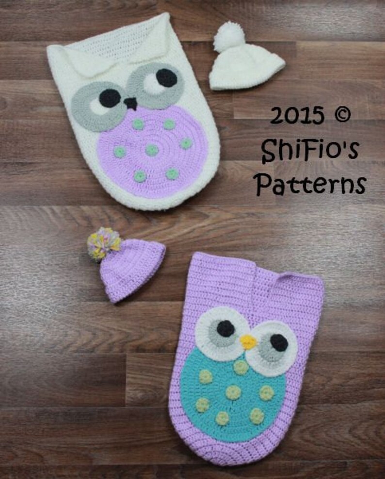 CROCHET PATTERN For Owl Baby Cocoon Papoose & Hat in 3 Sizes Etsy