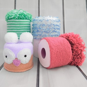 KNITTING PATTERN For 4 Toilet Roll Covers Tissue Cover Topper Owl PDF 256 Digital Download image 5