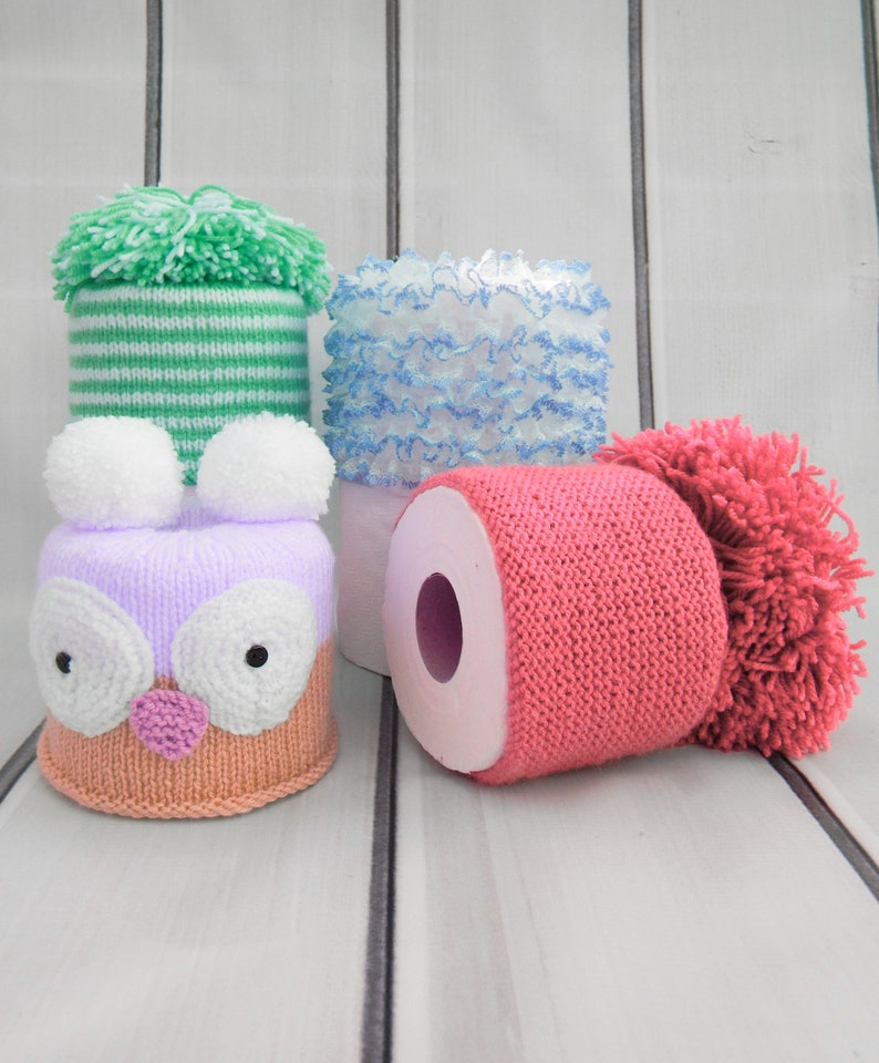 KNITTING PATTERN For 4 Toilet Roll Covers Tissue Cover Topper Owl PDF 256 Digital Download image 5