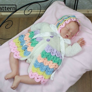 Crochet Pattern For Crocodile Stitch Baby Matinee Jacket and Hat - baby crochet pattern - UK -USA Terms - CP181 PDF