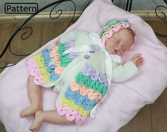 Crochet Pattern For Crocodile Stitch Baby Matinee Jacket and Hat - baby crochet pattern - UK -USA Terms - CP181 PDF