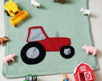 Tractor Baby Blanket Knitting Pattern | Farm Baby Blanket | KP189 | DK Yarn | Easy Knitting Pattern | Farmyard Nursery Gift