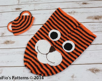 CROCHET PATTERN For a Baby Tiger Cocoon & Hat in 3 Sizes PDF  271 Digital Download