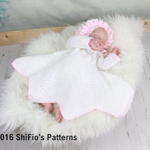 CROCHET PATTERN For Ripple Baby Dress, Jacket & Bonnet - baby crochet pattern -   CP30 PDF
