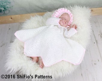 CROCHET PATTERN For Ripple Baby Dress, Jacket & Bonnet - baby crochet pattern -   CP30 PDF