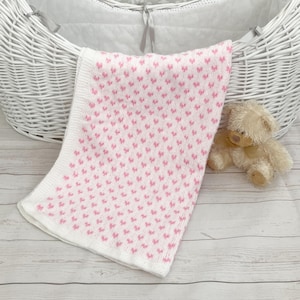 Knitting Pattern - Babies Double Knitting Blanket Pattern - Heart Design - Double Knitting Babies Afghan Pattern- KP277