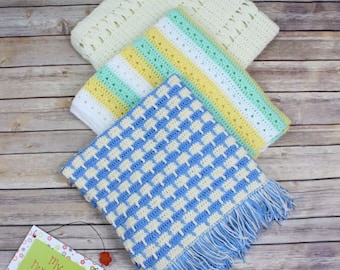 CROCHET PATTERN For 3 Baby Blankets, Afghans Pram, Cot, Crib PDF 136  Digital Download