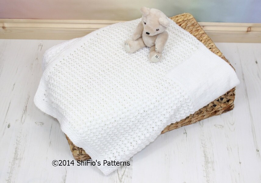 KNITTING PATTERN For Baby Square Shawl Pattern Blanket Afghan PDF 248 Digital Download