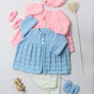 KNITTING PATTERN For Lovehearts Jacket, Trousers/Pants,Bonnet & Shoes U.K, U.S.A, Espanol, Spanish PDF 29 Digital Download
