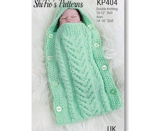 KNITTING PATTERN For Sleeping Bag for doll, doll clothes pattern, knitting pattern, 10"-12", 14"-16" PDF KP404