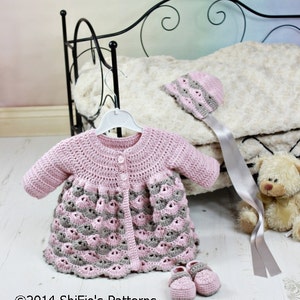 CROCHET PATTERN For Baby Matinee Jacket, Hat & Shoes PDF 278 Digital Download image 2