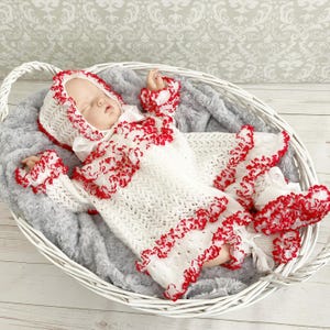 Knitting Pattern - Knitting Jacket Pattern - Eyelet Lace Pattern - Lacey Bonnet Knitting Pattern - Baby Bootie Pattern - KP126