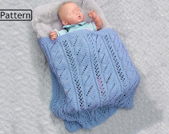 Knitting Pattern for Babies Blanket- Car Seat Blanket Pattern- Baby Afghan Pattern-Baby Blanket Knitting Pattern- Aran Yarn- PDF-KP638
