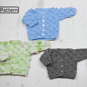 Crochet Pattern - Crochet Cardigan Pattern - Bobble Pattern - Bobble Cardigan Pattern - Baby Cardigan Pattern - 3 Sizes - CP309