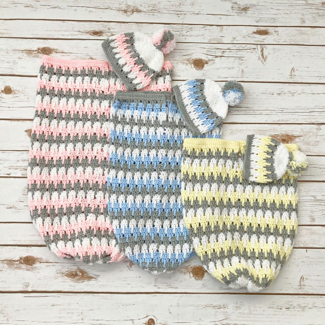 Crochet Pattern - Baby Cocoon - Sleep Sack - Papoose - Crochet Baby Hat ...