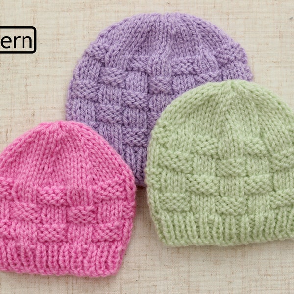 Knitting Pattern for Preemie Babies Hats - Tiny, Premature and Newborn - Baby Hat Knitting Pattern - Double Knitting Yarn- PDF-KP586