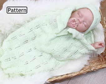 KNITTING PATTERN For Baby Cocoon - Cocoon Knitting Pattern - Baby Hat Knitting Pattern - Baby Knitting Pattern - 3 sizes - KP133