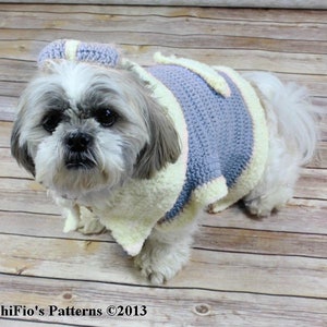 CROCHET PATTERN for Dog Jacket Clothes Coat With Bow in 4 Sizes PDF 179
