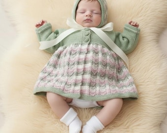 Baby Knitting Pattern | Bonnet & Matinee Set | KP442 | Double Knitting DK | 0–3 Months | Baby Outfit Pattern | Christening Gift Idea