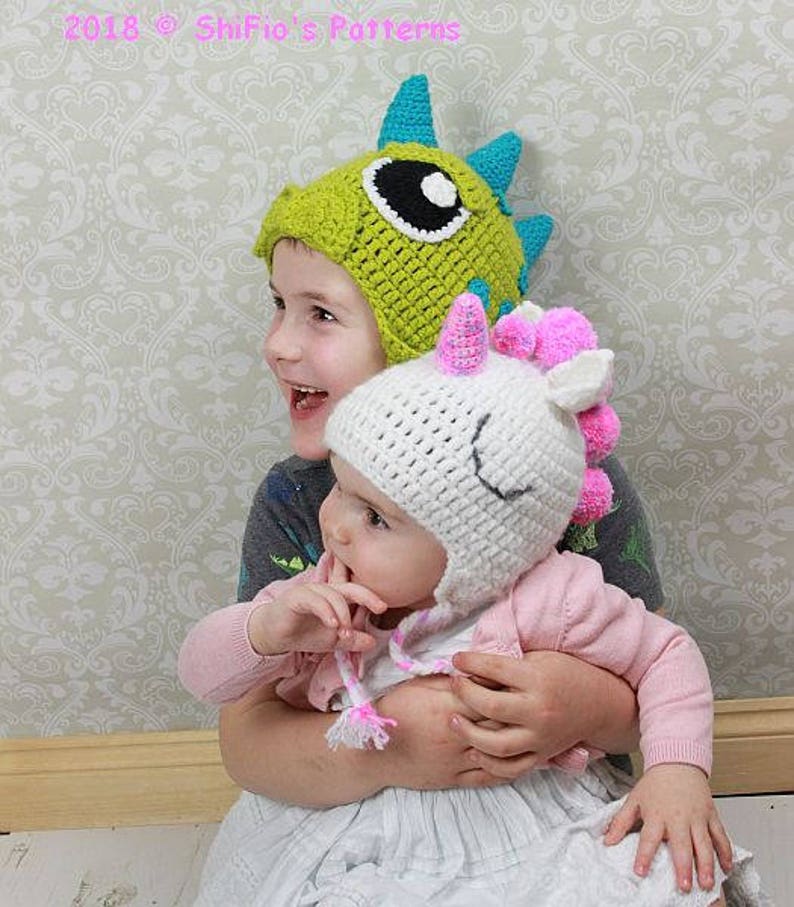 CROCHET PATTERN For Unicorn, Dinosaur, Dragon Hat Beanie in 4 Sizes baby, toddler, child, adult PDF 361 Digital Download image 7