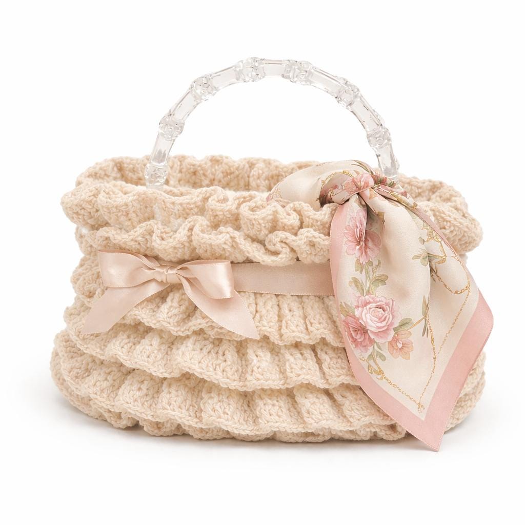 Crochet Ruffle Handbag Pattern, Vintage Style Purse, Frilly Bag ...