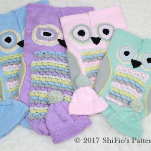 KNITTING PATTERN For Owl Baby Cocoon & Hat baby cocoon knitting pattern owl knitting pattern 4 Sizes KP370 PDF image 2