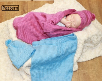 KNITTING PATTERN For Plain Baby Cocoon & Hat - baby cocoon knitting pattern - baby knitting pattern - 2 Sizes- KP332 -PDF