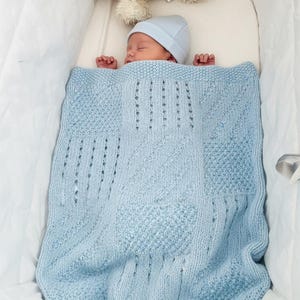 Knitting Pattern - Babies Double Knitting Blanket Pattern - Patchwork Design - Double Knitting Babies Afghan Pattern- DK Knitting -KP624