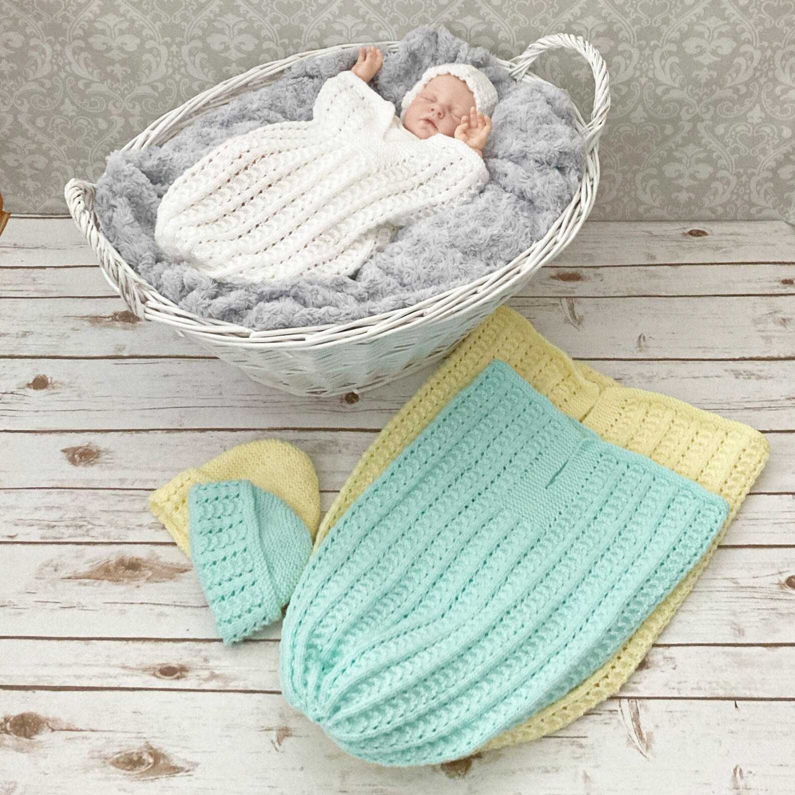 Knitting Pattern - Baby Cocoon - Papoose - Sleep Sack - Swaddling - Hat ...