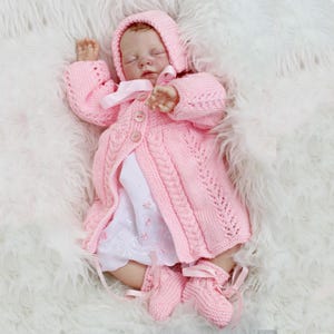 KNITTING PATTERN For Baby Jacket, Hat & Booties  in 2 Sizes PDF 99 Digital Download
