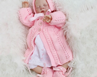 KNITTING PATTERN For Baby Jacket, Hat & Booties  in 2 Sizes PDF 99 Digital Download