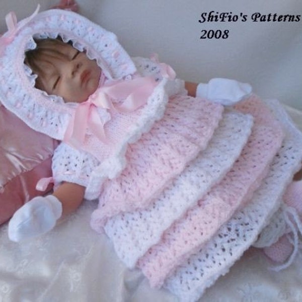 KNITTING PATTERN For Full of Lace Baby Dress, Booties & Hat PDF 96 Digital Download