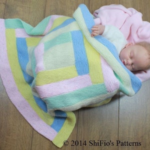 KNITTING PATTERN For Baby Log Cabin Blanket Pattern Blanket Afghan PDF 292 Digital Download