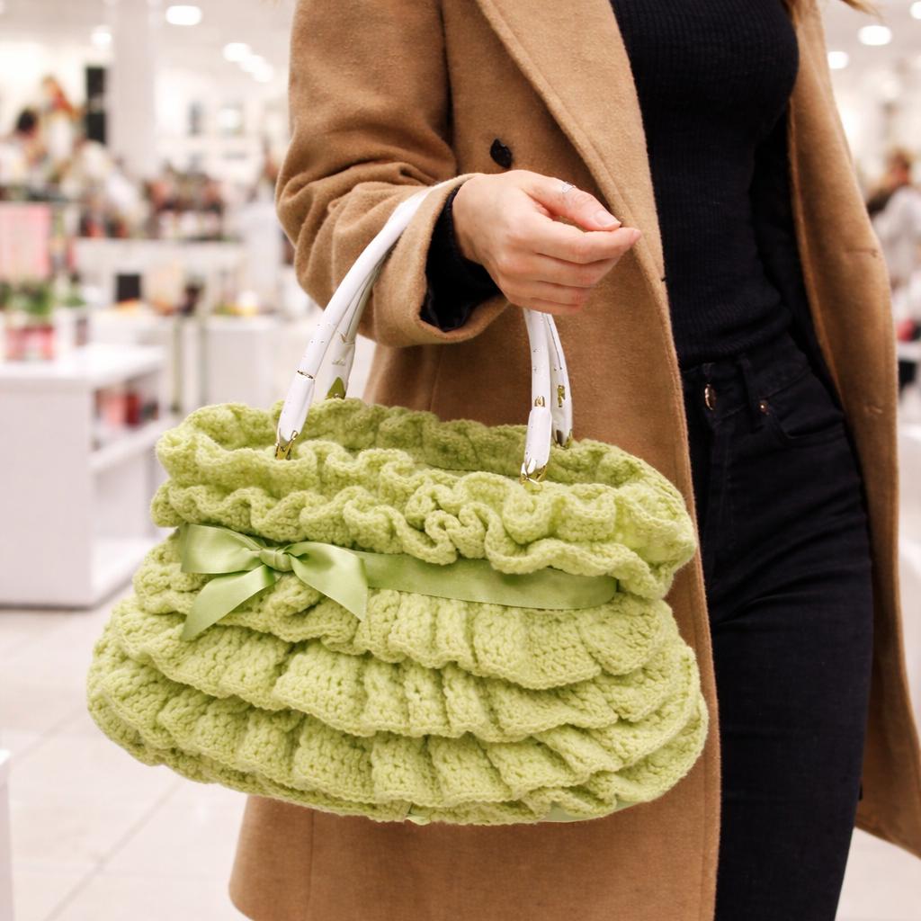 Crochet Ruffle Handbag Pattern, Vintage Style Purse, Frilly Bag ...