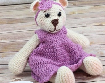 CROCHET PATTERN For Teddy Bear Toy Teddy & Dress, Headband - PDF 257