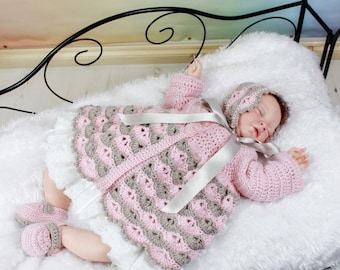 CROCHET PATTERN For Baby Matinee Jacket, Hat & Shoes PDF 278 Digital Download