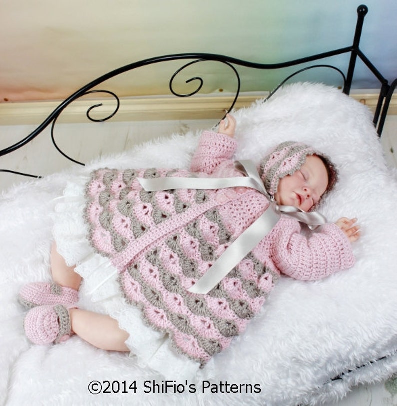 CROCHET PATTERN For Baby Matinee Jacket, Hat & Shoes PDF 278 Digital Download image 1