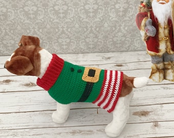 Crochet Pattern - Crochet Dog Sweater Pattern - Christmas Crochet Pattern - Elf Dog Jumper Pattern - Dog Coat Pattern - 4 Sizes - CP485