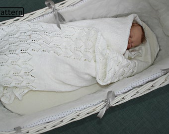 Knitting Pattern for Babies Shawl- Baby Afghan Pattern-Baby Blanket Knitting Pattern- Double Knitting Yarn- PDF-KP580