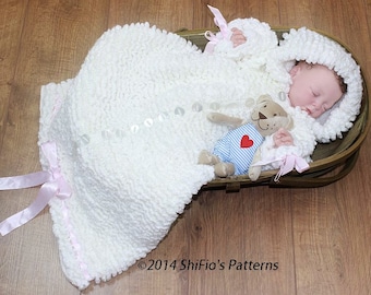 CROCHET PATTERN For Ruffled Snuggly Baby Sleeping Bag PDF 134 Digital Download