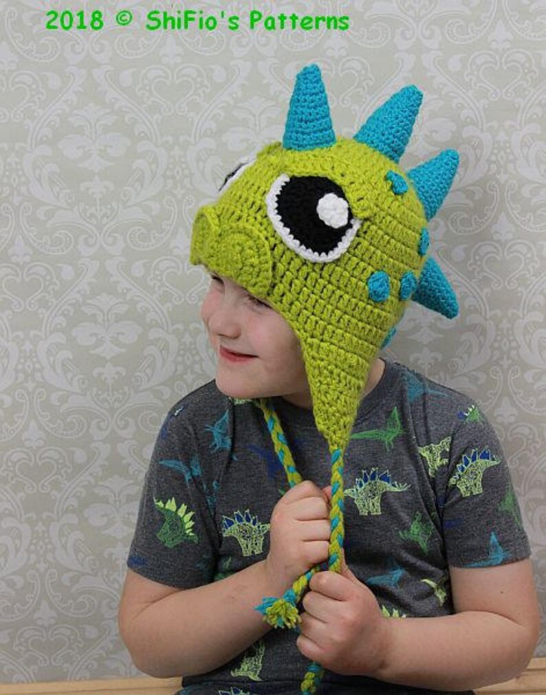 CROCHET PATTERN For Unicorn, Dinosaur, Dragon Hat Beanie in 4 Sizes baby, toddler, child, adult PDF 361 Digital Download image 3