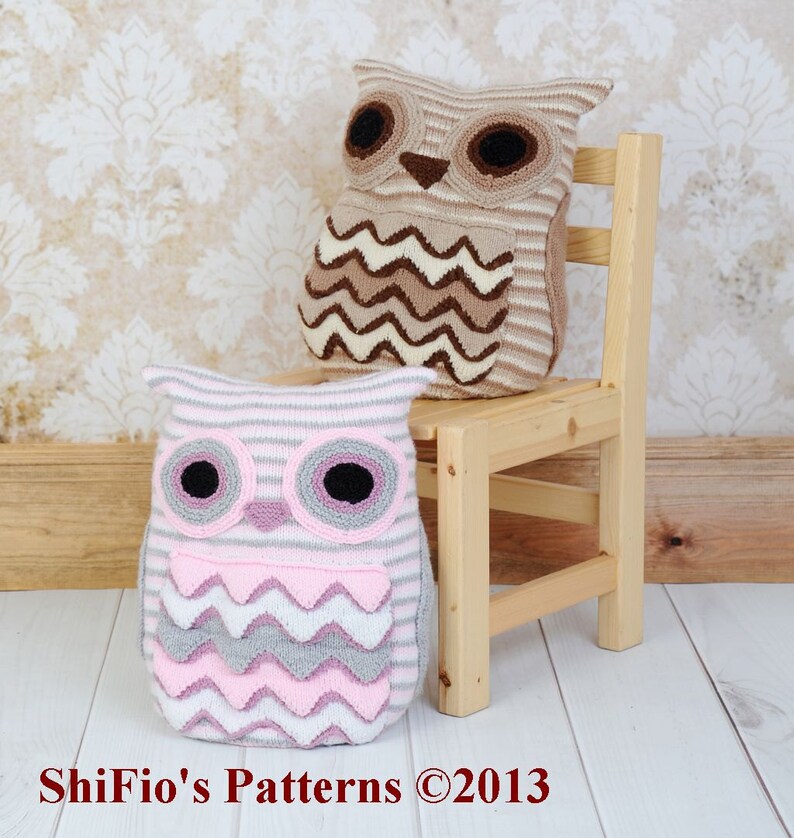 KNITTING PATTERN for Owl Cushion Cover Knitted Owl Pillow Etsy