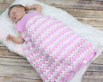 Crochet Pattern for Baby - Baby Crochet Cocoon Pattern - 2 Sleeping Bag Crochet Patterns - 3 Sizes - PDF - CP196
