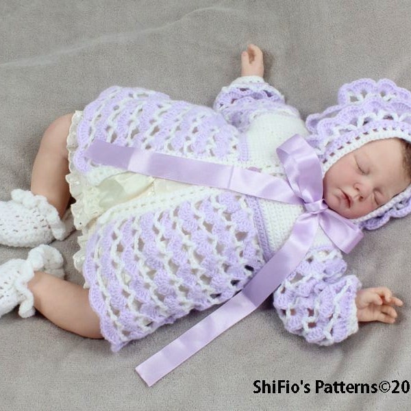 CROCHET PATTERN matinee baby jacket - baby crochet pattern - baby shoes pattern - crochet pattern baby hat - CP14 PDF