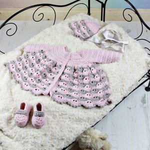 CROCHET PATTERN For Baby Matinee Jacket, Hat & Shoes PDF 278 Digital Download image 4