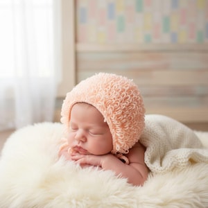 Crochet Baby Bonnet Pattern PDF | Newborn Loopy Stitch Hat | Vintage Style Baby Shower Gift | Easy DIY Crochet Pattern 209 image 1